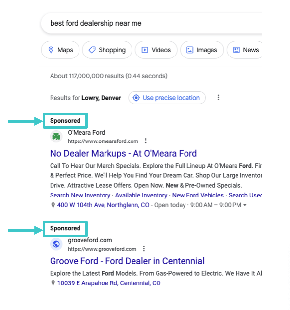 Search Engine Marketing results