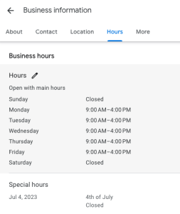 Google Business Profile Hours