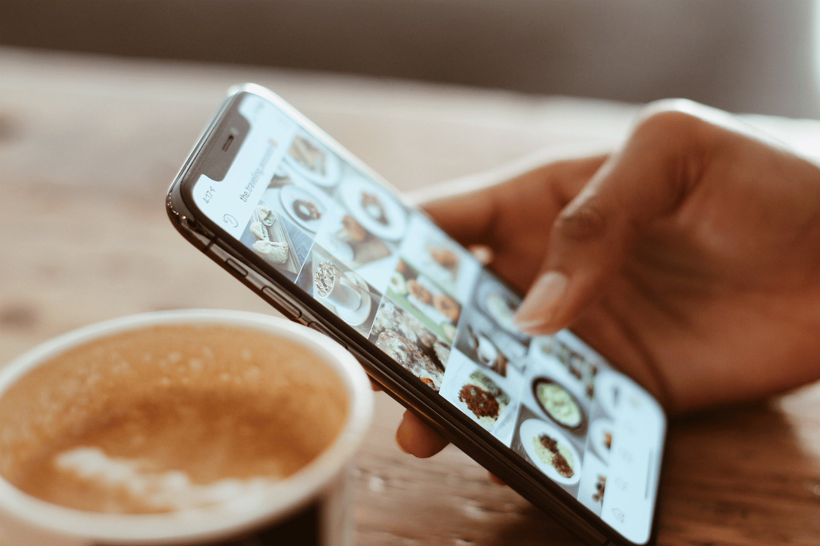 Instagram Feed on iPhone and coffee